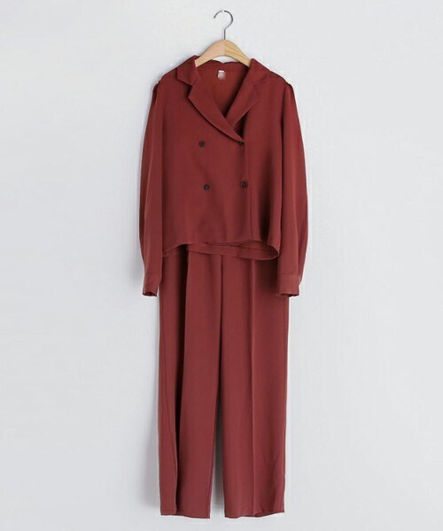 DHOLIC（ディーホリック）の「ダブルボタンブラウス&ワイドスラックスSET（シャツ/ブラウス・レディース・ブラウン/レッド/ブラック・S/M）」の3枚目の写真