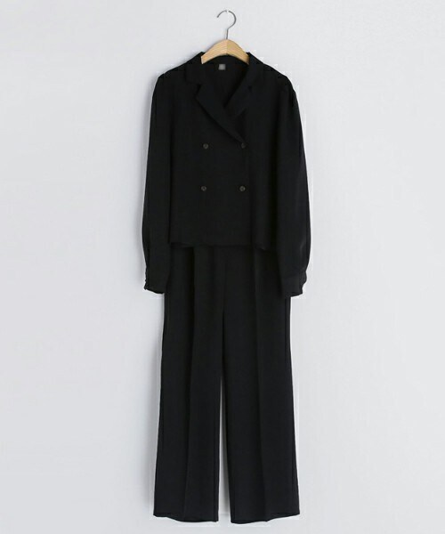 DHOLIC（ディーホリック）の「ダブルボタンブラウス&ワイドスラックスSET（シャツ/ブラウス・レディース・ブラウン/レッド/ブラック・S/M）」の2枚目の写真