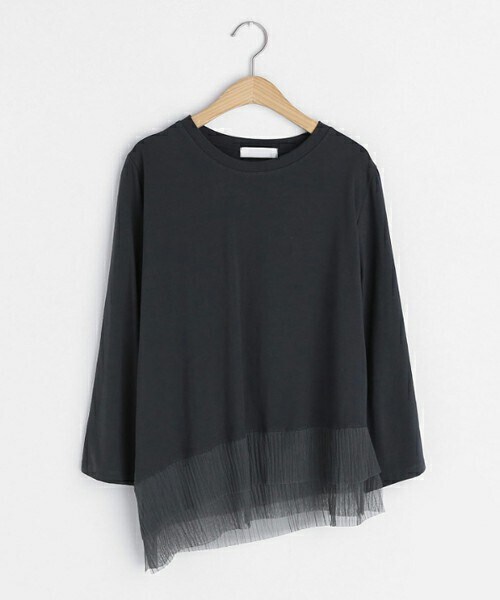 DHOLIC（ディーホリック）の「プリーツヘムTシャツ（Tシャツ/カットソー・レディース・ホワイト/ベージュ/ブラック/ブラウン・FREE）」の2枚目の写真