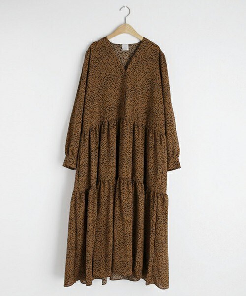 DHOLIC(ディーホリック)の「レオパードVネックワンピース(ワンピース・レディース・ブラック/ブラウン・FREE)」の2枚目の写真