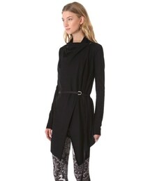 HELUMUT LANG ヘルムートラング カーディガン ヘルムートラングHELMUT LANG レザーパイピングボタンレスカーディガン