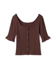 GRL | フロントボタンフレア袖リブニットトップス(ニット/セーター)