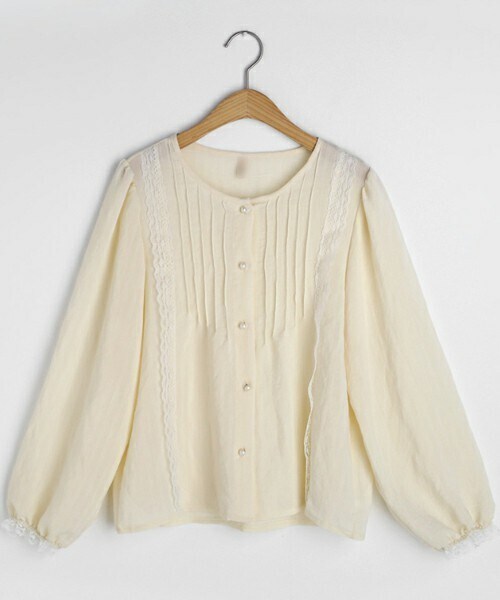 DHOLIC(ディーホリック)の「レースピンタックボタンブラウス(シャツ/ブラウス・レディース・ホワイト/ベージュ・FREE)」の2枚目の写真