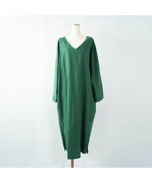 enough for me（イナフフォーミー）の「Vネックワンピース（ワンピース・レディース・ブラウン/グリーン/ブラック・フリー）」の3枚目の写真