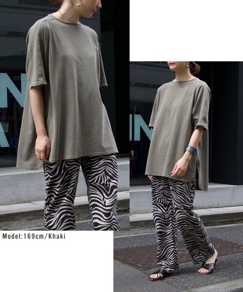 Sheson(シーズン)の「ピグメントオーバーチュニックTee(Tシャツ/カットソー・レディース・カーキ/チャコールグレー/グレーベージュ/テラコッタ・FREE)」の12枚目の写真