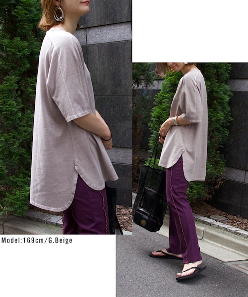 Sheson(シーズン)の「ピグメントオーバーチュニックTee(Tシャツ/カットソー・レディース・カーキ/チャコールグレー/グレーベージュ/テラコッタ・FREE)」の11枚目の写真