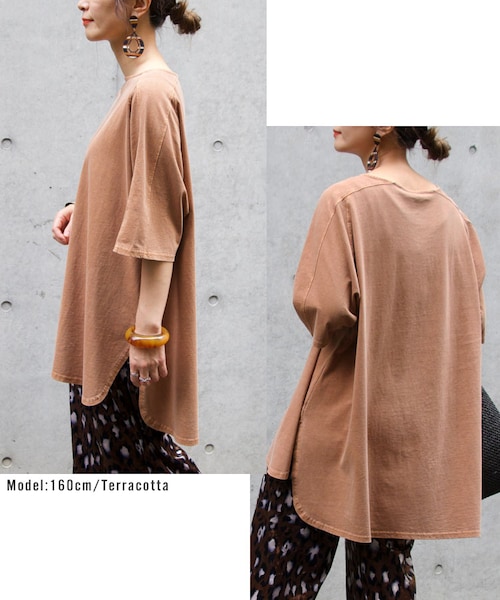 Sheson(シーズン)の「ピグメントオーバーチュニックTee(Tシャツ/カットソー・レディース・カーキ/チャコールグレー/グレーベージュ/テラコッタ・FREE)」の5枚目の写真