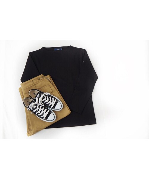 SAINT JAMES（セントジェームス）の「OUESSANT "SOLID" [ NOIR(BLK) ]（Tシャツ/カットソー・レディース・その他）」の5枚目の写真
