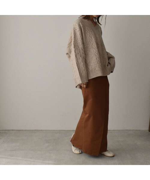 Lavish Gate（ラヴィッシュゲート）の「bottoms-04033　日本製　ポケット チノ ストレッチ スカート　ベージュ　ブラウン（スカート・レディース・その他）」の6枚目の写真