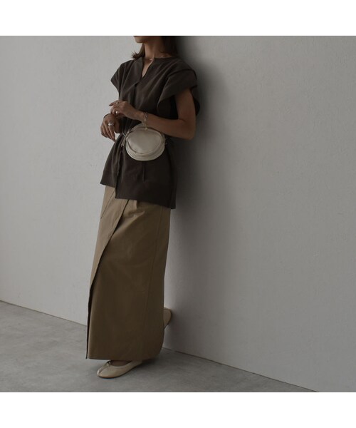 Lavish Gate（ラヴィッシュゲート）の「bottoms-04033　日本製　ポケット チノ ストレッチ スカート　ベージュ　ブラウン（スカート・レディース・その他）」の15枚目の写真