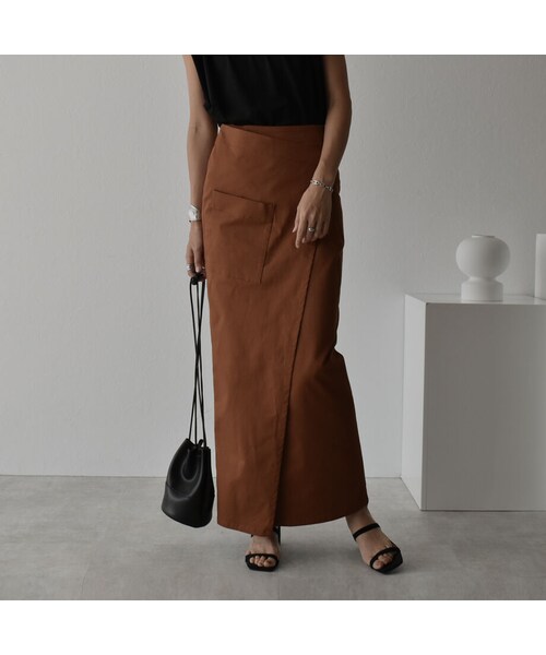 Lavish Gate（ラヴィッシュゲート）の「bottoms-04033　日本製　ポケット チノ ストレッチ スカート　ベージュ　ブラウン（スカート・レディース・その他）」の12枚目の写真