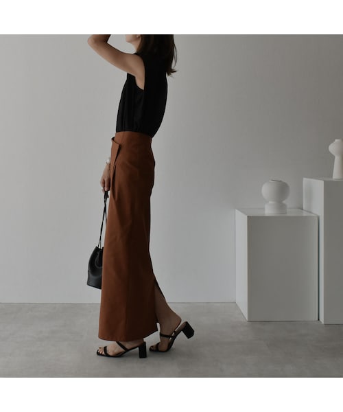 Lavish Gate（ラヴィッシュゲート）の「bottoms-04033　日本製　ポケット チノ ストレッチ スカート　ベージュ　ブラウン（スカート・レディース・その他）」の14枚目の写真