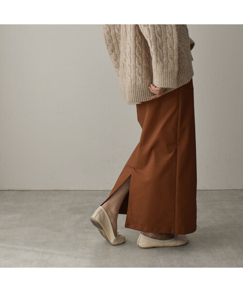 Lavish Gate（ラヴィッシュゲート）の「bottoms-04033　日本製　ポケット チノ ストレッチ スカート　ベージュ　ブラウン（スカート・レディース・その他）」の5枚目の写真