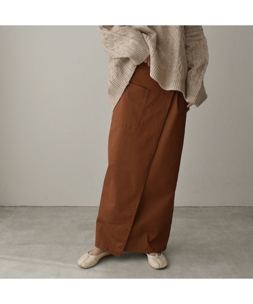 Lavish Gate（ラヴィッシュゲート）の「bottoms-04033　日本製　ポケット チノ ストレッチ スカート　ベージュ　ブラウン（スカート・レディース・その他）」の4枚目の写真