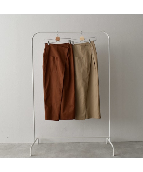 Lavish Gate（ラヴィッシュゲート）の「bottoms-04033　日本製　ポケット チノ ストレッチ スカート　ベージュ　ブラウン（スカート・レディース・その他）」の8枚目の写真