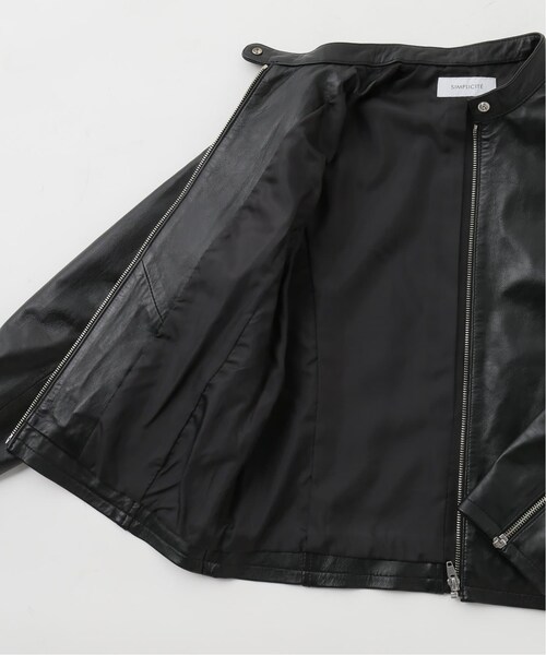 B.C STOCK（ベーセーストック）の「ラムレザースタンドカラージャケット◆（ジャケット/アウター・ブラック/S/在庫あり/M）」の22枚目の写真