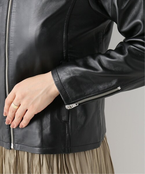 B.C STOCK（ベーセーストック）の「ラムレザースタンドカラージャケット◆（ジャケット/アウター・ブラック/S/在庫あり/M）」の16枚目の写真