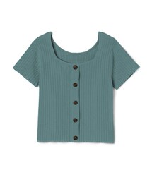 GRL | 前後2wayスクエアネックリブニットトップス(Tシャツ/カットソー)
