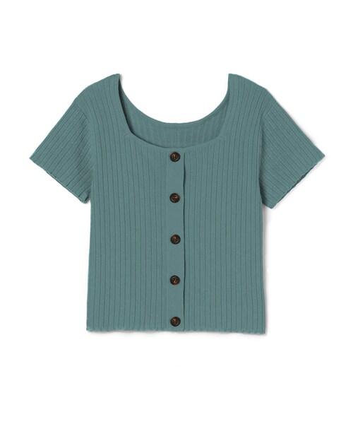 GRL（グレイル）の「前後2wayスクエアネックリブニットトップス（Tシャツ/カットソー・レディース・オレンジ/グリーン/ブラック・F）」の3枚目の写真