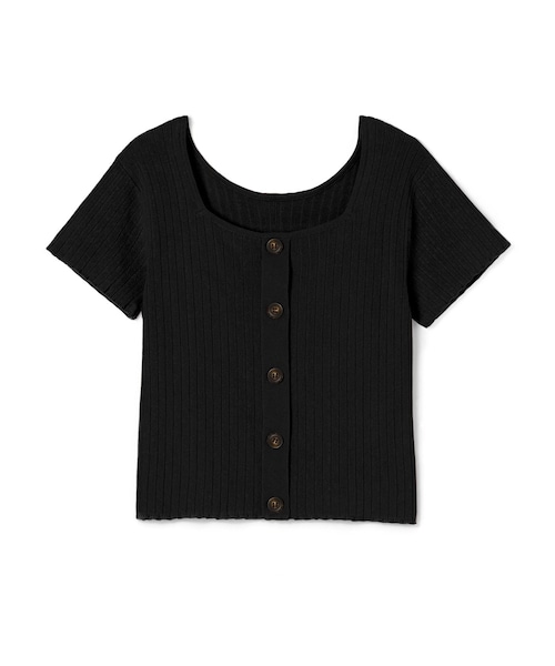 GRL（グレイル）の「前後2wayスクエアネックリブニットトップス（Tシャツ/カットソー・レディース・オレンジ/グリーン/ブラック・F）」の2枚目の写真