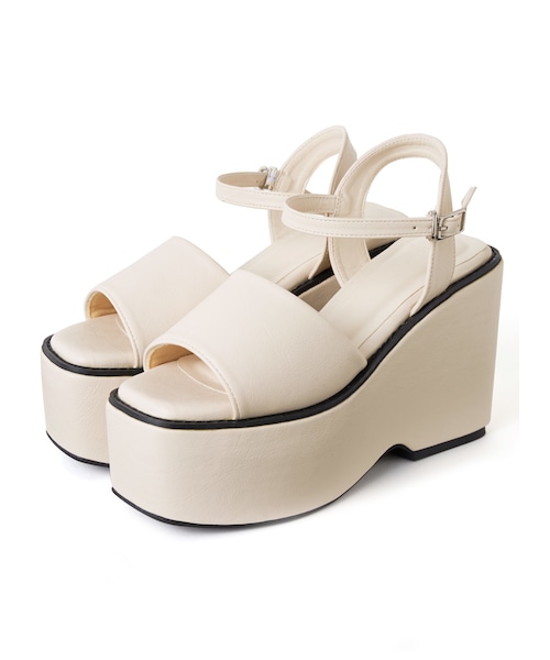 GRL（グレイル）の「スクエアトゥ厚底サンダル（サンダル・レディース・ブラック/アイボリー・24.5）」の2枚目の写真