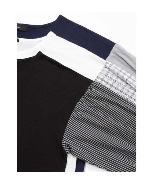 w closet（ダブルクローゼット）の「【A/W】袖チェック切替シルケット天竺プルオーバー（トップス・レディース・オフホワイト/ネイビー/ブラック・FREE）」の11枚目の写真