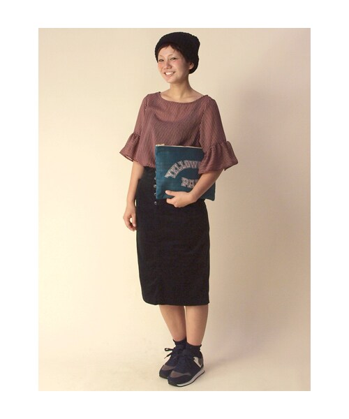 w closet（ダブルクローゼット）の「【A/W】袖フリルストライプブラウス（トップス・レディース・ブラック/ボルドー/ネイビー・FREE）」の11枚目の写真