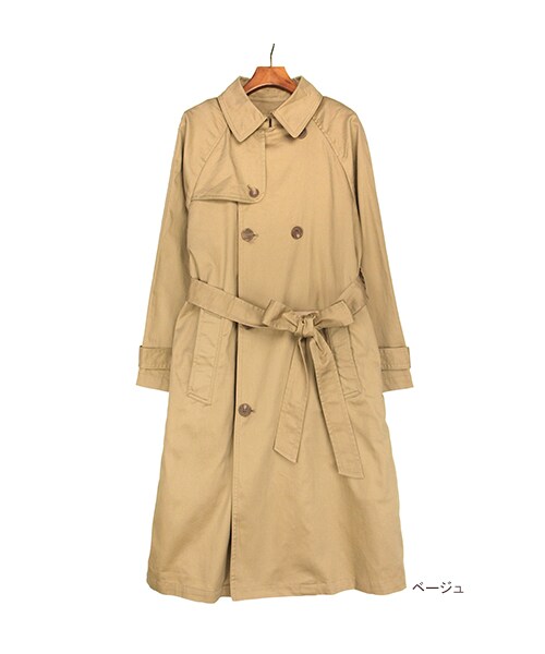 w closet(ダブルクローゼット)の「【予約】【A/W】ツイルロングトレンチコート(トップス・レディース・ベージュ/ライトカーキ・FREE)」の2枚目の写真