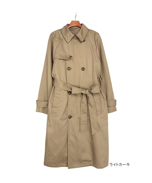 w closet(ダブルクローゼット)の「【予約】【A/W】ツイルロングトレンチコート(トップス・レディース・ベージュ/ライトカーキ・FREE)」の3枚目の写真