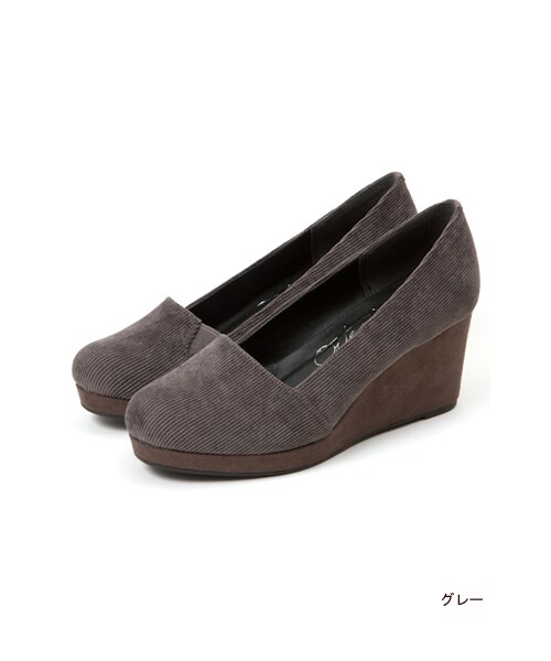 w closet（ダブルクローゼット）の「【A/W】コーデュロイインヒールスリッポン（シューズ・レディース・ベージュ/グレー/ネイビー/ブラック・M/L）」の2枚目の写真