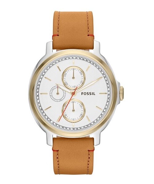 FOSSIL(フォッシル)の「Fossil 'Chelsey' Crystal Bezel Multifunction Leather Strap Watch, 39mm(アナログ腕時計・Tan/ Gold)」の1枚目の写真