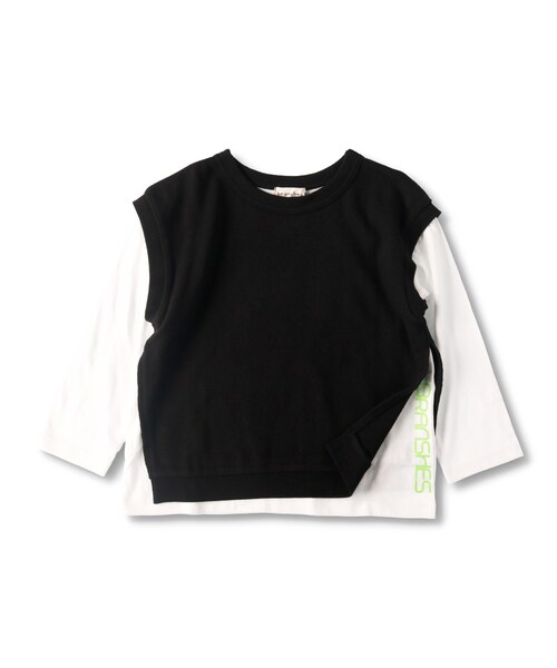 BRANSHES(ブランシェス)の「ベスト重ね着長袖Tシャツ(Tシャツ/カットソー・キッズ・キャメル/ブラック・80cm~150cm)」の2枚目の写真