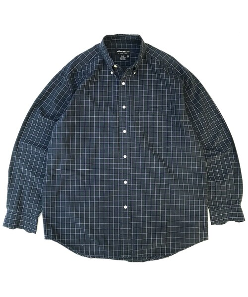 Eddie Bauer（エディーバウアー）の「00s Eddie Bauer / Cotton B.D Check Shirt / Navy × Green / Used（マウンテンパーカー
