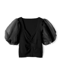 GRL | フロントギャザーパフスリーブトップス(Tシャツ/カットソー)