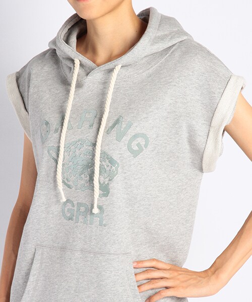 DOUBLE NAME（ダブルネーム）の「パーカーチュニック（トップス・ブラック/オフシロ/杢グレー・FREE）」の6枚目の写真