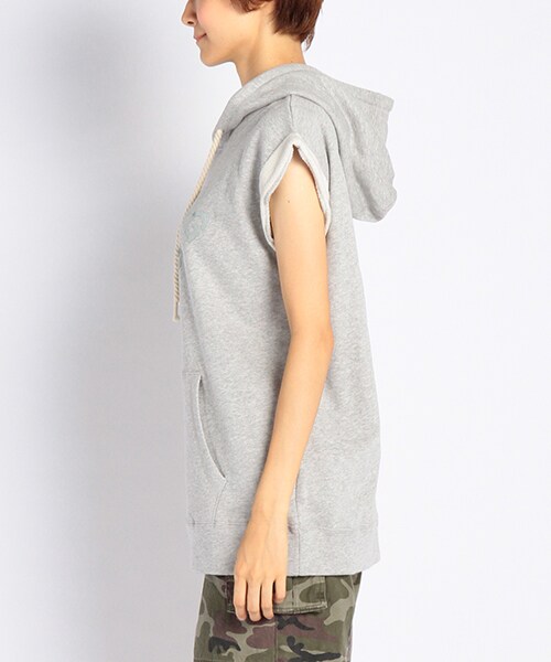 DOUBLE NAME（ダブルネーム）の「パーカーチュニック（トップス・ブラック/オフシロ/杢グレー・FREE）」の4枚目の写真