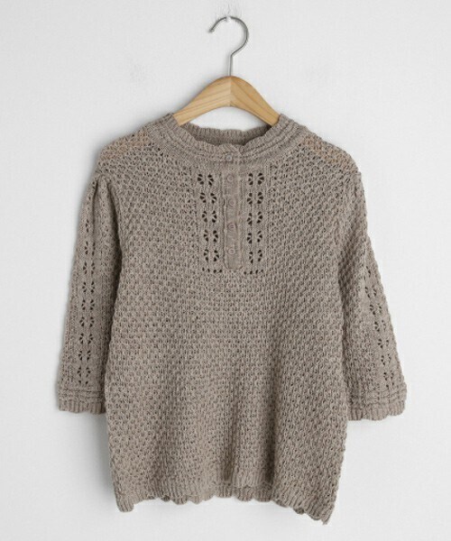 DHOLIC（ディーホリック）の「ハーフボタンニット（ニット/セーター・レディース・ホワイト/ブラック/ベージュ・FREE）」の3枚目の写真