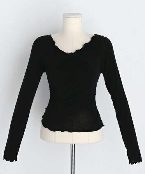 DHOLIC（ディーホリック）の「2WAYウェーブクロスTシャツ（Tシャツ/カットソー・レディース・ホワイト/ブラック/ピンク/ベージュ・FREE）」の2枚目の写真