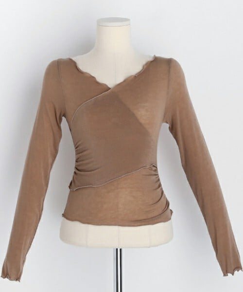 DHOLIC（ディーホリック）の「2WAYウェーブクロスTシャツ（Tシャツ/カットソー・レディース・ホワイト/ブラック/ピンク/ベージュ・FREE）」の3枚目の写真