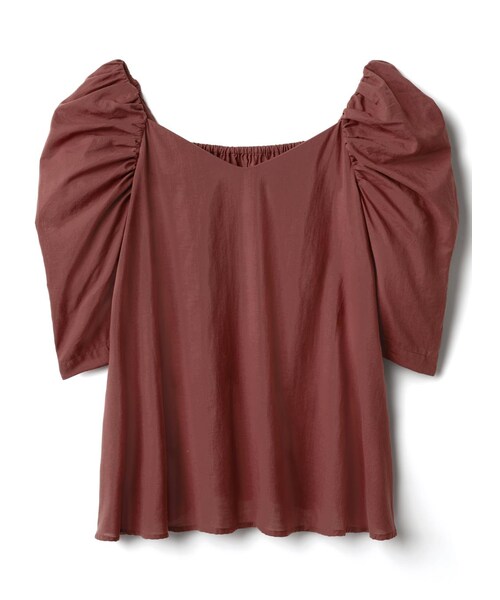 GRL（グレイル）の「Vネックパワショルブラウス（シャツ/ブラウス・レディース・ブラック/ピンクブラウン/オフホワイト・M）」の2枚目の写真