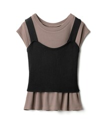 GRL | フレンチスリーブトップスXバックレースアップニットベストセッ(Tシャツ/カットソー)