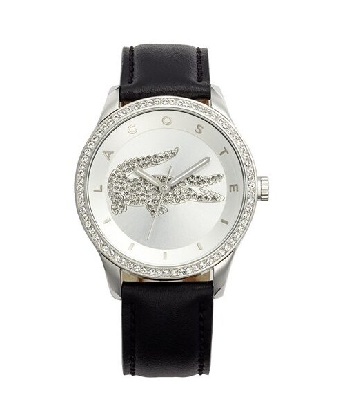 LACOSTE(ラコステ)の「Lacoste 'Victoria' Crystal Logo Leather Strap Watch, 40mm(アナログ腕時計・Black)」の1枚目の写真