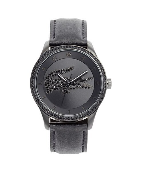 LACOSTE(ラコステ)の「Lacoste 'Victoria' Crystal Logo Leather Strap Watch, 40mm(アナログ腕時計・Black)」の3枚目の写真
