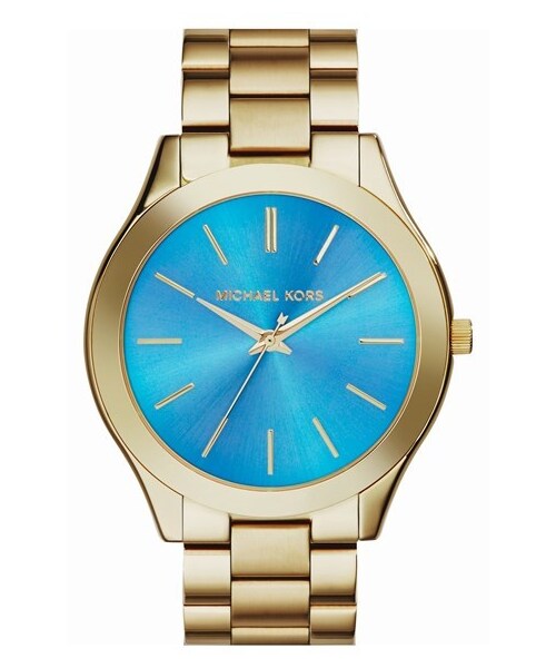 MICHAEL KORS（マイケルコース）の「MICHAEL Michael Kors Michael Kors 'Slim Runway' Bracelet Watch, 42mm（アナログ腕時計・Gold/ Blue）」の4枚目の写真