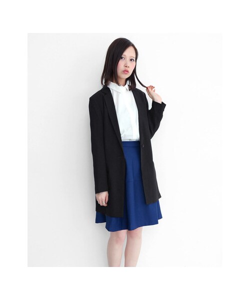 KBF（ケイビーエフ）の「ロングジャケット（ジャケット/アウター・レディース・BLACK/NAVY・one）」の4枚目の写真