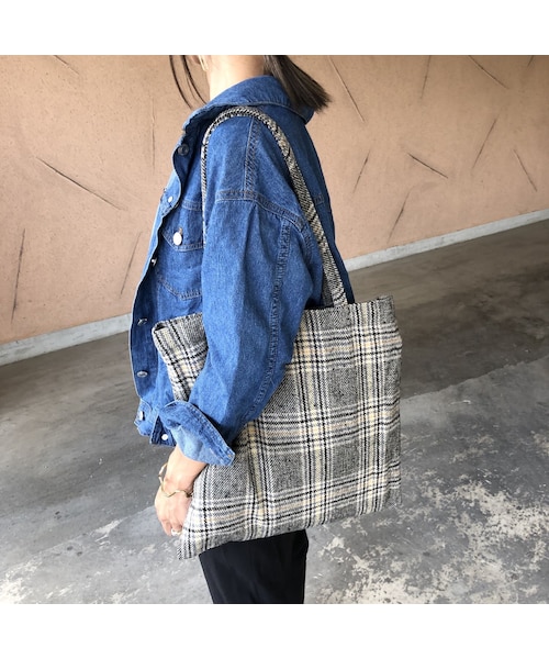 copine（コピン）の「デイリーに使えるA4サイズ対応！チェック柄カジュアルトートバッグ(2color)【クリックポスト対象商品】（トートバッグ・レディース・その他）」の8枚目の写真