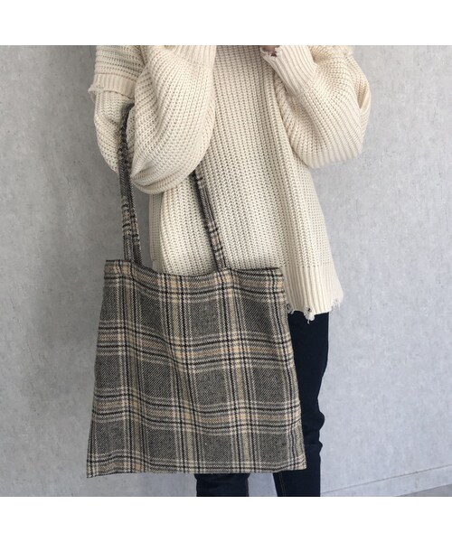 copine（コピン）の「デイリーに使えるA4サイズ対応！チェック柄カジュアルトートバッグ(2color)【クリックポスト対象商品】（トートバッグ・レディース・その他）」の3枚目の写真