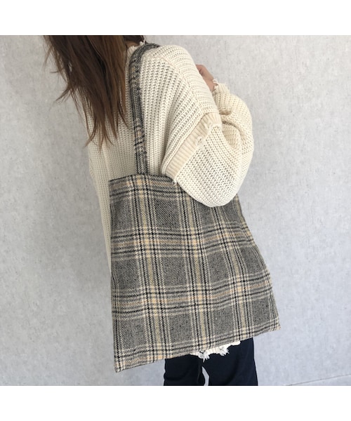 copine（コピン）の「デイリーに使えるA4サイズ対応！チェック柄カジュアルトートバッグ(2color)【クリックポスト対象商品】（トートバッグ・レディース・その他）」の5枚目の写真