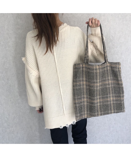 copine（コピン）の「デイリーに使えるA4サイズ対応！チェック柄カジュアルトートバッグ(2color)【クリックポスト対象商品】（トートバッグ・レディース・その他）」の6枚目の写真