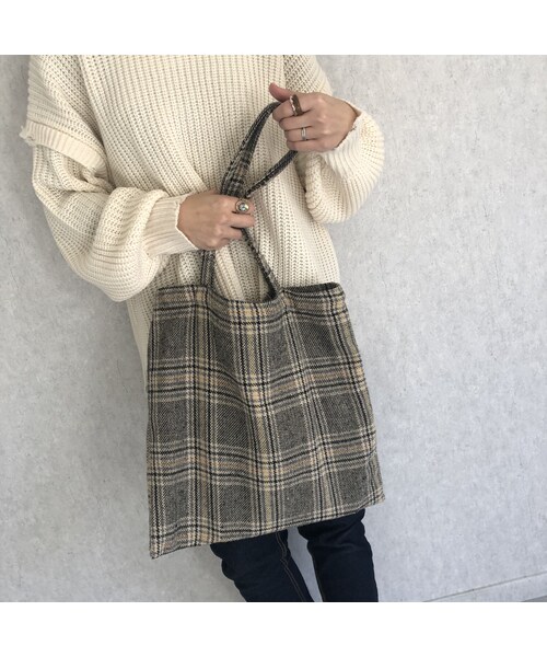 copine（コピン）の「デイリーに使えるA4サイズ対応！チェック柄カジュアルトートバッグ(2color)【クリックポスト対象商品】（トートバッグ・レディース・その他）」の2枚目の写真